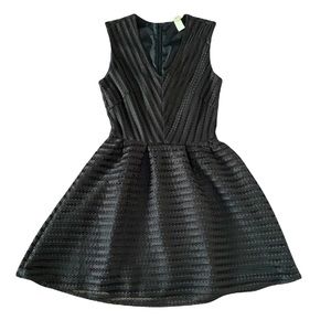 H&M sleeveless fit&flare black dress low cut v neck